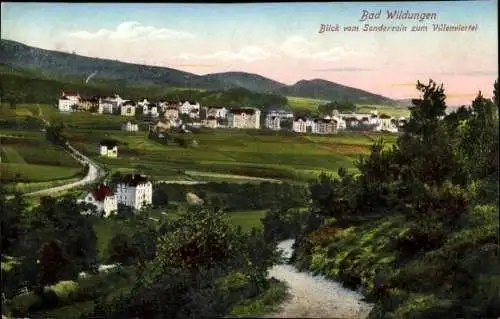 Ak Bad Wildungen in Nordhessen, Blick vom Sonderrain zum Villenviertel