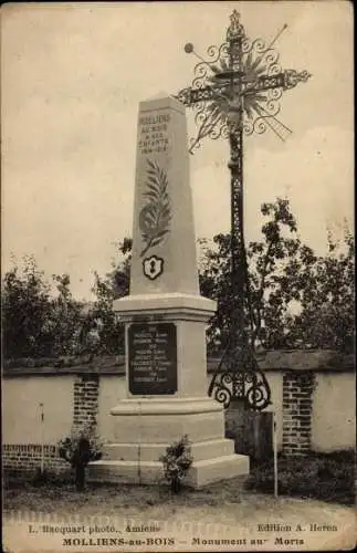 Ak Molliens au Bois Somme, Kriegerdenkmal