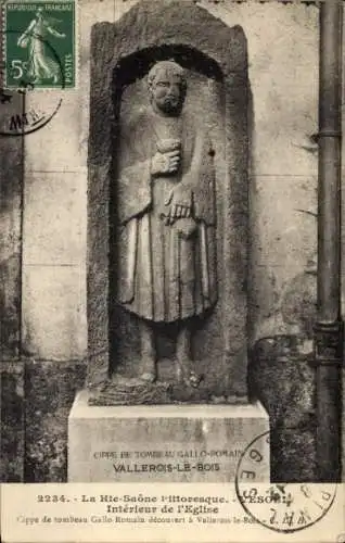 Ak Vesoul Haute Saône, Kirche, Gallo-Römischer Grabstein aus Vallerois-le-Bois