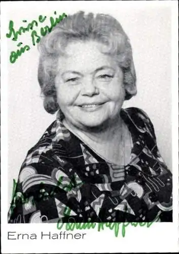 Ak Schauspielerin Erna Haffner, Portrait, Autogramm