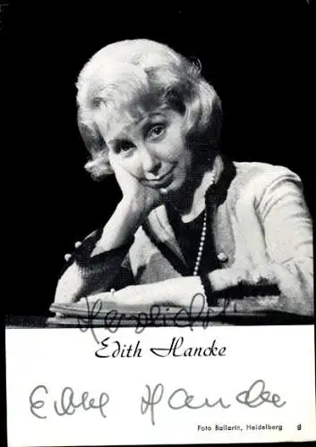 Autogrammkarte Schauspielerin Edith Hancke, Portrait, Autogramm