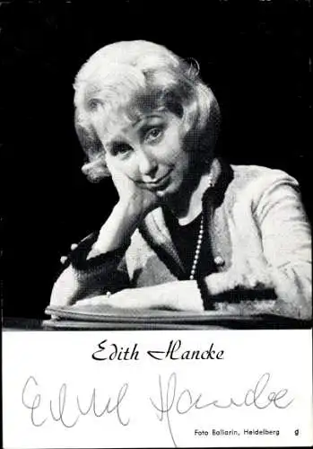 Autogrammkarte Schauspielerin Edith Hancke, Portrait, Autogramm