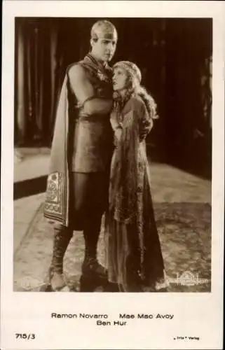 Ak Schauspieler Ramon Novarro, Schauspielerin Mae Mac Avoy, Portrait, Filmszene Ben-Hur