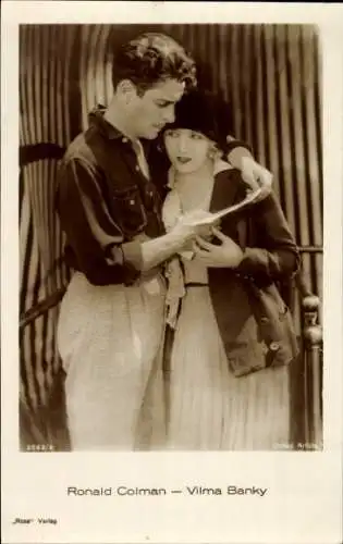 Ak Schauspieler Ronald Colman, Schauspielerin Vilma Bánky, Portrait