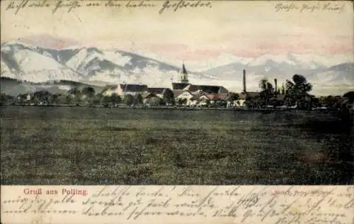 Ak Polling in Oberbayern, Blick auf Stadt und Kirche