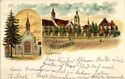 Litho Neunkirch Friesenheim Elsass Bas Rhin, Nothelfer-Kapelle