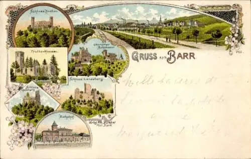 Litho Andlau Bas Rhin, Schloss Andlau, Truttenhausen, Schloss Spesburg, Bahnhof, Landsberg