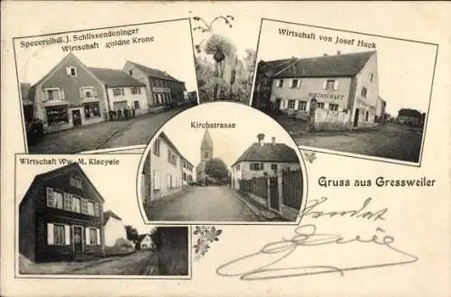 Ak Gresswiller Gressweiler Greßweiler Elsass Bas Rhin, Kirchstraße, Wirtschaft Goldene Krone