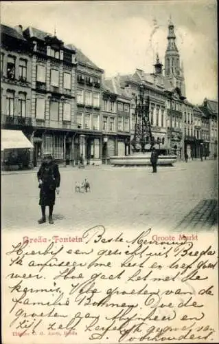 Ak Breda Nordbrabant Niederlande, Groote Markt, Fontein