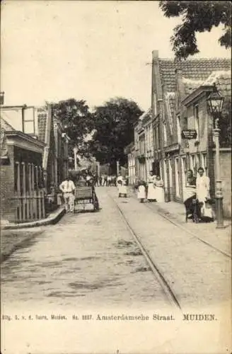 Ak Muiden Nordholland Niederlande, Amsterdamsche Straße