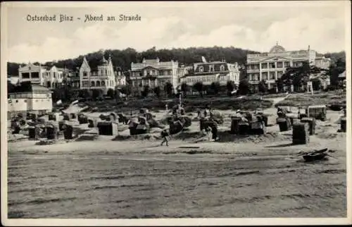 Ak Seebad Binz auf Rügen, Abend am Strand