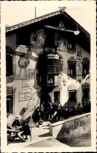 Ak Ötz Tirol, Gasthof Stern, Fassadengemälde