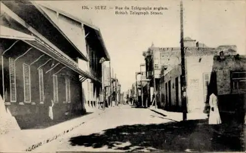 Ak Suez Ägypten, Rue du Télégraphe anglais