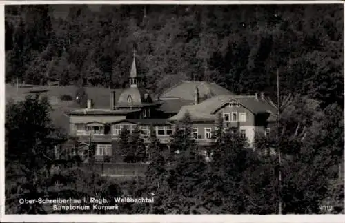 Ak Szklarska Poręba Ober Schreiberhau Riesengebirge Schlesien, Sanatorium Kurpark, Weißbachtal