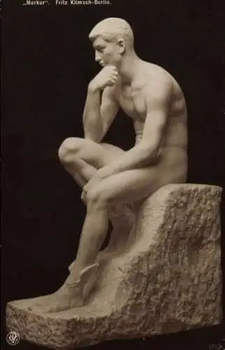Ak Plastik, Fritz Klimsch, Merkur, Männerakt