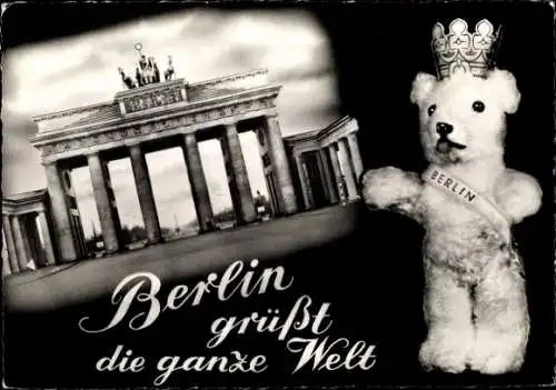 Ak Berlin Mitte, Brandenburger Tor, Bär, Krone
