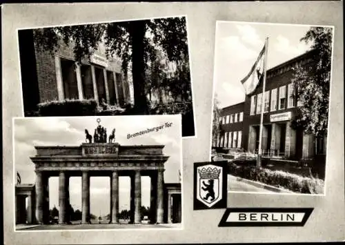 Ak Berlin Mitte, Brandenburger Tor, Wappen, Jugendgästehaus Dr. Schreber Marienfelde