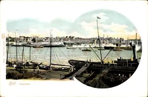 Ak Gaarden Kiel, Hafen, Dampfschiffe