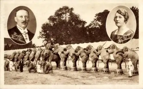 Ak Zirkus Krone, Elefanten, Direktor Carl Krone, Portrait
