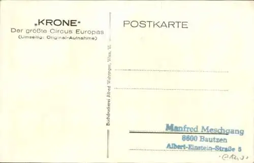 Ak Zirkus Krone, Elefanten, Direktor Carl Krone, Portrait