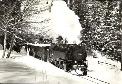 Ak Harzquerbahn im Winter, Dampflokomotive 99 246