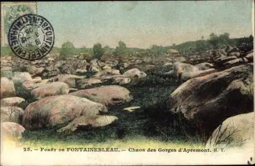 Ak Fontainebleau Seine et Marne, Foret, Chaos des Gorges d'Apremont