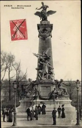 Ak Paris I Louvre, Monument Gambetta