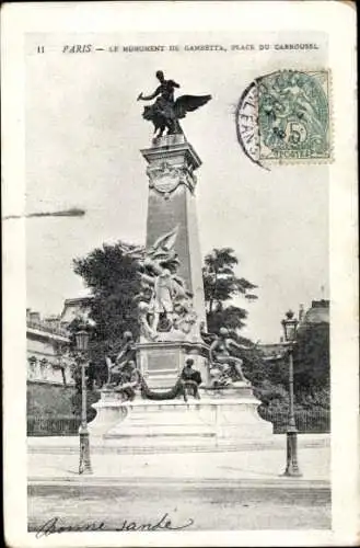 Ak Paris I Louvre, Monument de Gambetta, Place du Carrousel