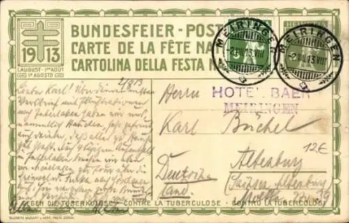 Ganzsachen Künstler Ak Schweiz, Das Rütli, Bundesfeier 1913, Fete Nationale