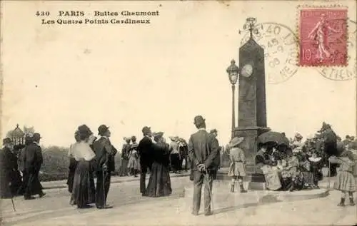 Ak Paris XIX Buttes Chaumont, Les Quatre Points Cardinaux