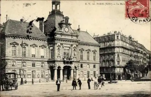 Ak Paris XIX, La Mairie