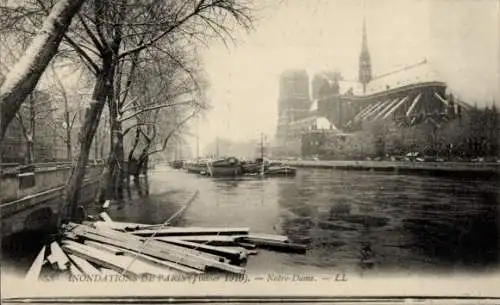 Ak Paris IV., Inondations 1910, Notre Dame