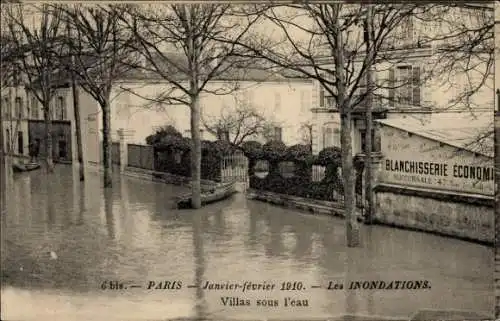 Ak Paris, Les Inondations 1910, Villas sous l'eau