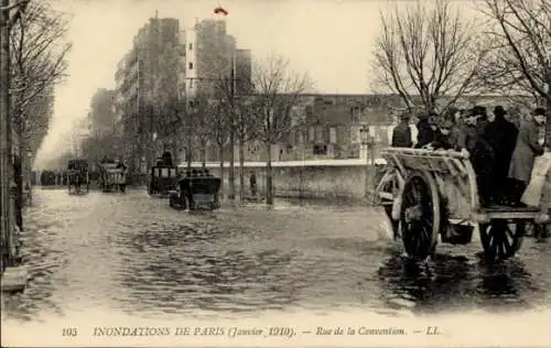 Ak Paris, Inondations 1910, Rue de la Convention