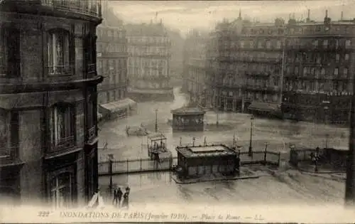 Ak Paris Frankreich, Inondations 1910, Place de Rome