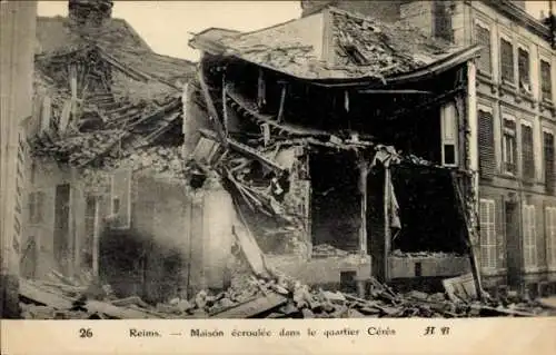 Ak Reims Marne, Maison ecroulee dans le quartier Ceres