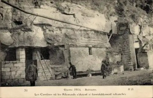 Ak Soissons Aisne, Les Carriéres, La Guerre 1914-1915