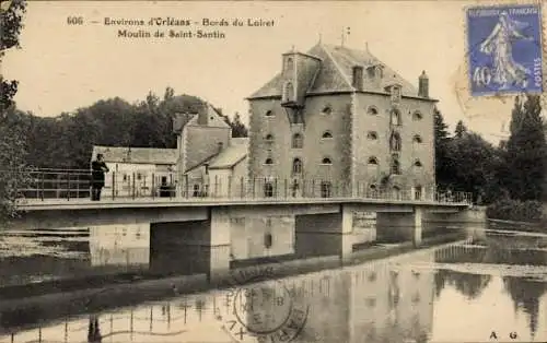 Ak Orleans Olivet Loiret, Bords du Loiret, Moulin de Saint-Santin