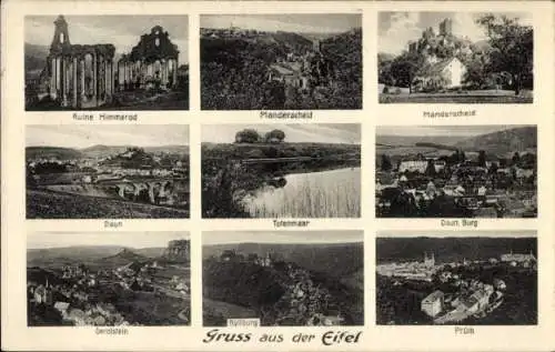 Ak Manderscheid in der Eifel, Ruine Himmerod, Daun, Totenmaar, Gerolstein, Prüm, Kyllburg