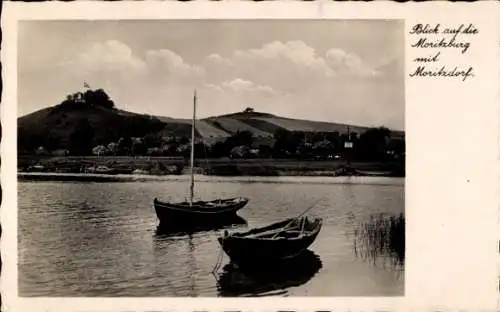 Ak Moritzdorf Ostseebad Sellin auf Rügen, Blick auf die Moritzburg, Boote