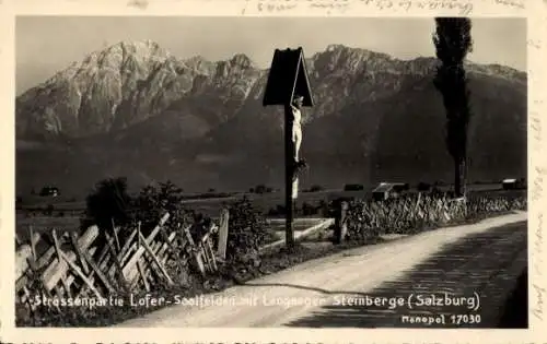 Ak Saalfelden am Steinernen Meer in Salzburg, Straßenpartie nach Lofer, Steinberge