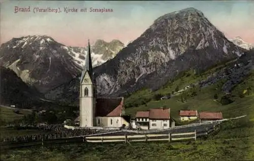 Ak Brand in Vorarlberg, Kirche, Scesaplana