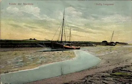 Ak Hallig Langeness Langeneß Nordfriesland, Küste der Nordsee