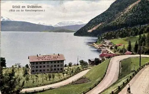 Ak Urfeld Kochel am See in Oberbayern, Hotel Jäger am See, H. Wiesmayer, Kesselbergstraße