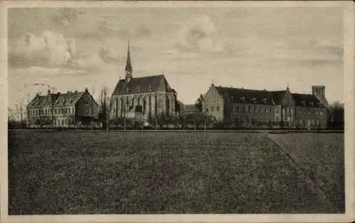 Ak Gaesdonck Goch am Niederrhein, Gesamtansicht, Kirche