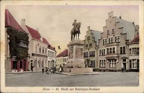 Ak Bad Cleve Kleve am Niederrhein, Kleiner Markt, Kurfürsten-Denkmal