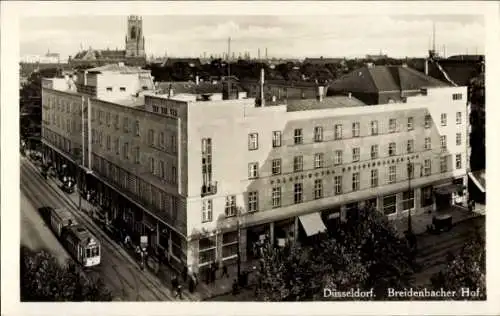 Ak Düsseldorf am Rhein, Breidenbacher Hof, Straßenbahn