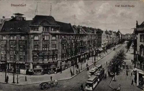 Ak Düsseldorf am Rhein, Graf-Adolf-Straße, Straßenbahn