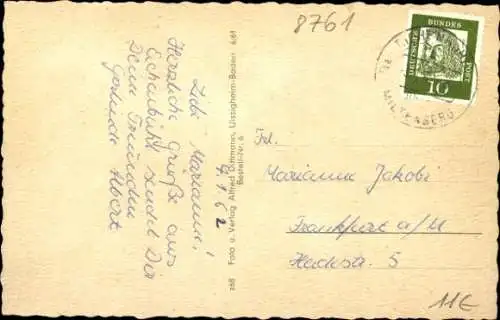 Ak Riedern Eichenbühl in Unterfranken, Teilansichten, Brücke, Kirche, Turm, Hirsch