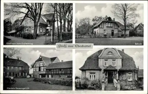 Ak Edesbüttel Calberlah Niedersachsen, Gasthaus Eichenkrug, Schule, Niedersächsisches Bauerngehöft